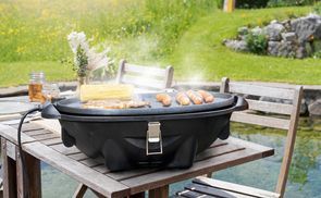 TZS First Austria 2-in-1 Electric Ball Barbecue, Extremely Stable and