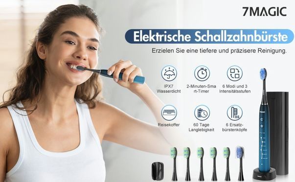 Sanfte Pflege, effektive Reinigung – 7MAGIC Schallzahnbürste macht dein Lächeln perfekt!