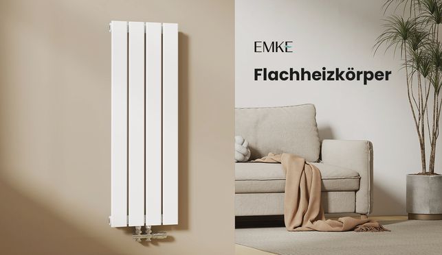 EMKE Heizkörper Wasserbetrieben Flach Vertikal Einlagig