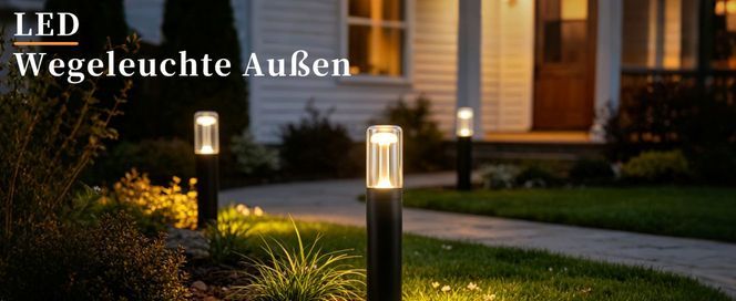 Operitacx LED Solar-Säulenlampe Schwarz – Außenleuchte Für Garten, Terrasse & Gehweg, Wasserdicht & Kabellos