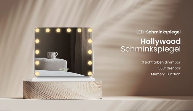 EMKE Kosmetikspiegel Hollywood Spiegel mit Beleuchtung 360 ° Drehbar Tischspiegel
