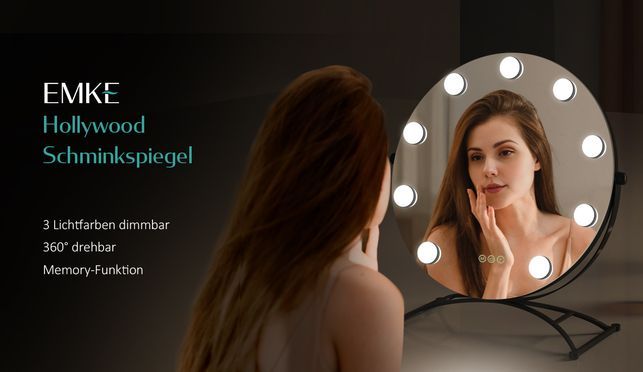 EMKE 360 Grad Spiegel zum Aufhängen - Trifold Kosmetikspiegel mit