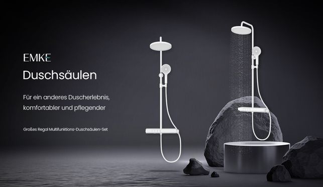 EMKE Duschsystem mit Thermostat Regendusche Duschsystem Kopfbrause, Duschsystem mit Duschkopf