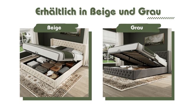 Polsterbett in Beige und Grau – Für stilvolle Akzente