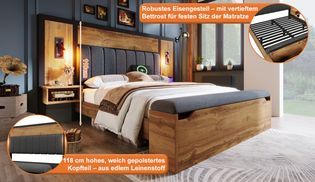 118 cm Leinen Kopfteil & vertiefter Rost – weich, stabil