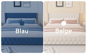 Polsterbett in Beige und Blau – Für elegantes Design