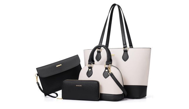 4 teiliges Damen Taschen Set – Handtasche, Umhängetasche, Schultertasche, Geldbörse