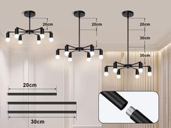 Mengjay Moderne Kronleuchter 6-flammig – Vintage Design, Schwarz/gold, E27, Für Deckenmontage