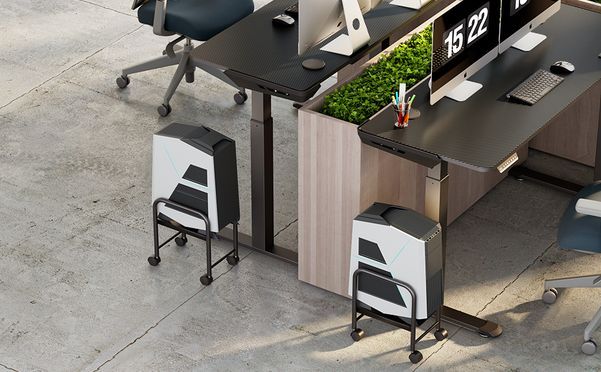 Höhenverstellbarer PC Tower Ständer Mit Rollen - 3 Ebenen Stauraum 69x51x30cm