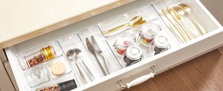 HOUSE DAY Schubladen-Organizer Set, 8 Teile, Transparent, Mit Silikon-Pads