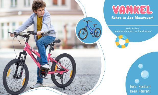 20-inch children's bicycle from VANKEL – Safe & child-friendly