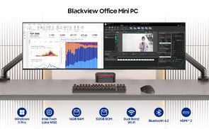 Blackview MP60 Mini PC Gaming Win 11 Pro, Intel Twin Lake N150, 16GB DDR4 RAM 512GB M.2 SSD, 4K@60HZ UHD Dual Display HDMI, Dual Gigabit Ethernet, 5G WiFi, Mini Desktop for Office