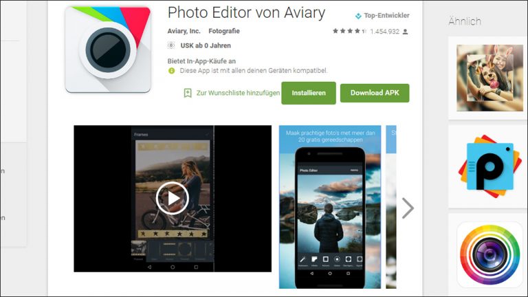 Android Foto App Aviary Photo Editor