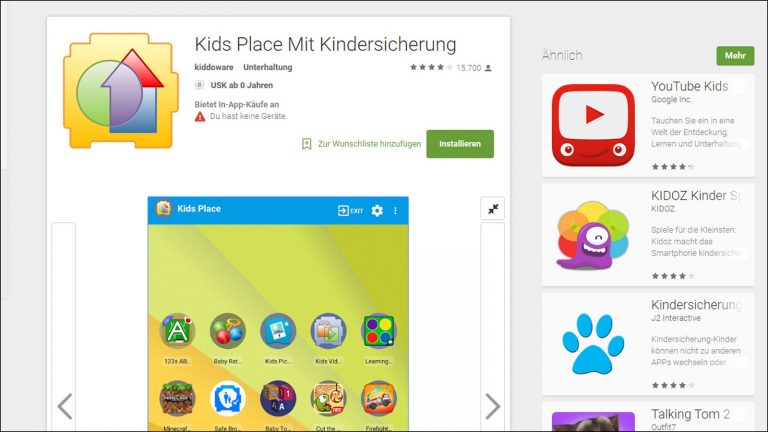 Sicherheitsapp KidsPlace Andoird kindersicher