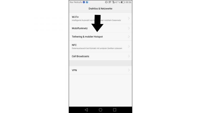 Android Einstellungen Menü Mobiler Hotspot