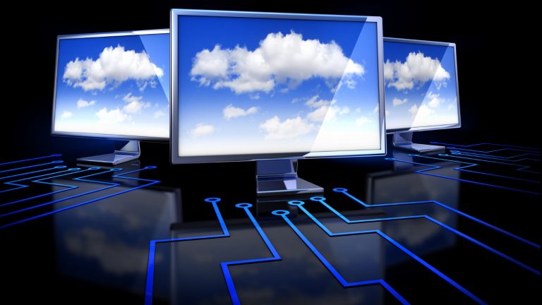 Bildschirme mit symbolischen Wolken
