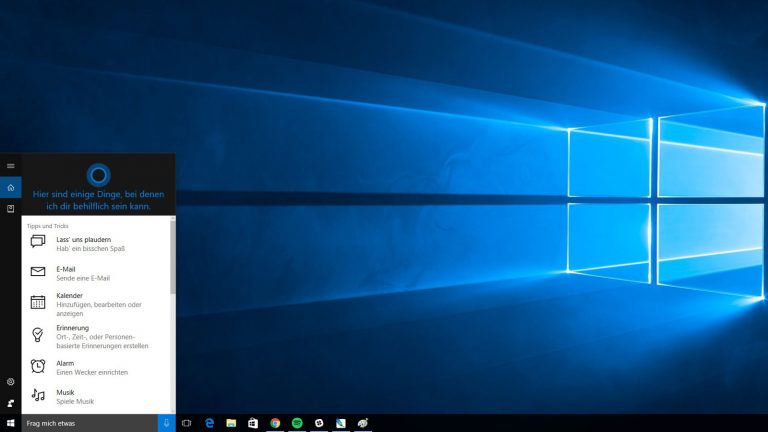 Screenshot Cortana aktivieren über Windows-Startbildschirm