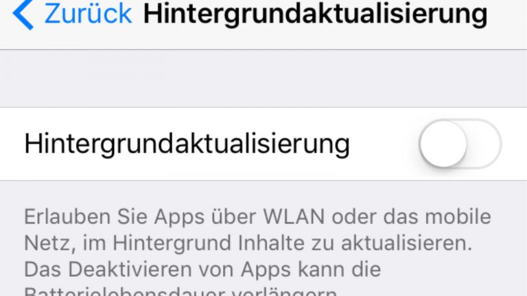 Screenshot Menü Hintergrundaktualisierung