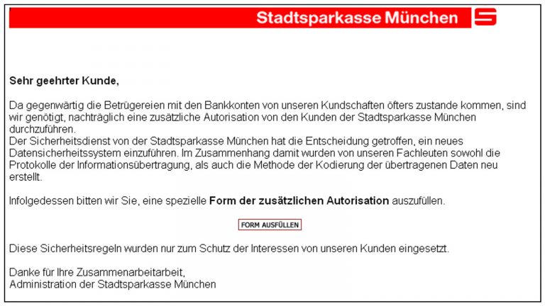 Phishing Mails Stadtsparkasse