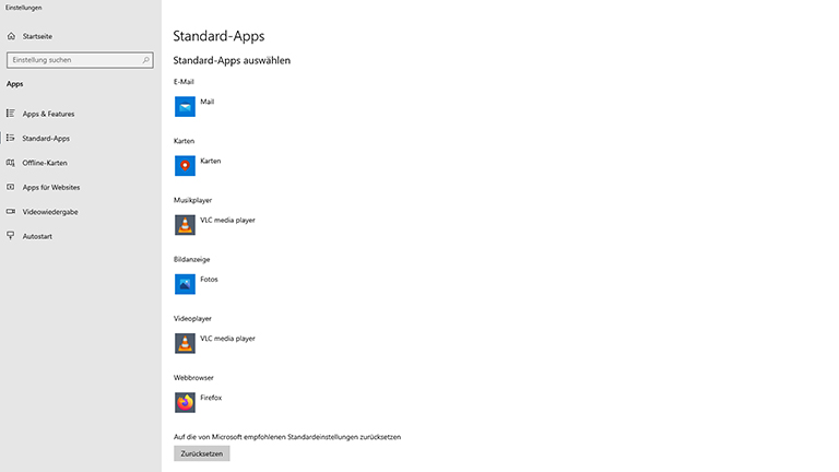 Standardbrowser festlegen unter Windows 10 in den Standard-Apps