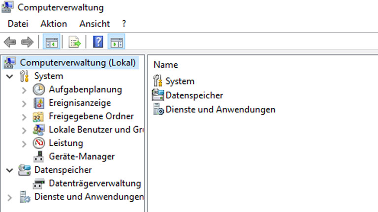 Screenshot Windows Computerverwaltung