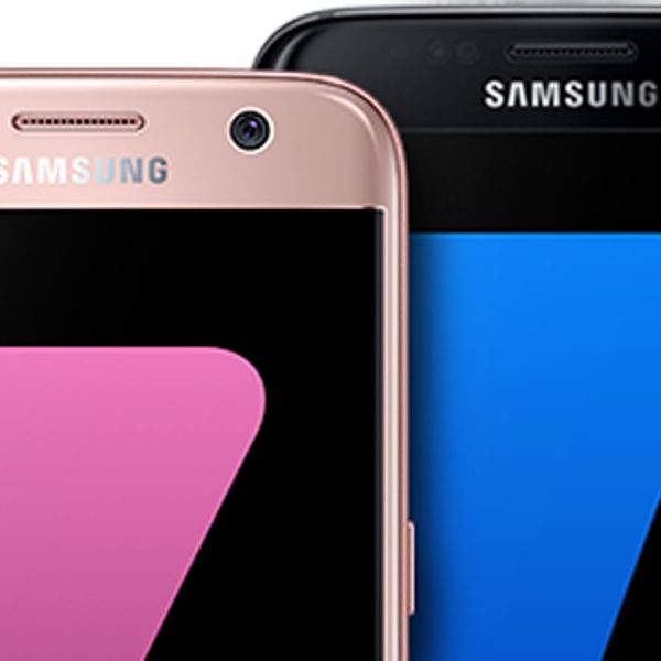 Samsung Galaxy S7 und Galaxy S7 edge in Pink und Schwarz.