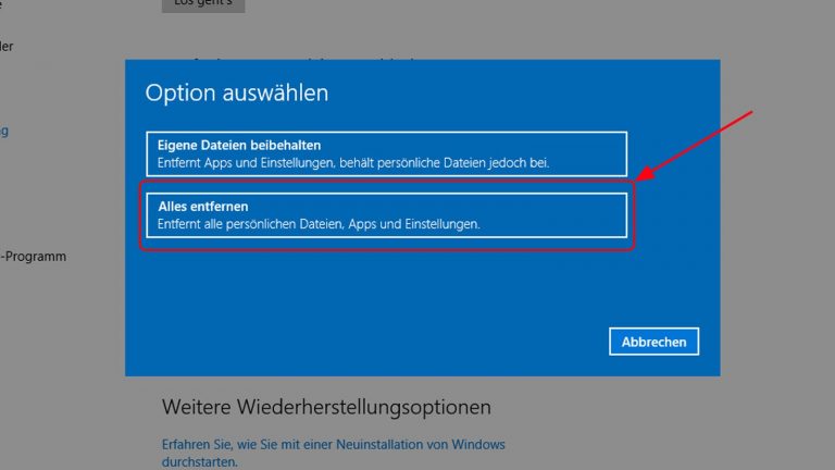 Windows 10 zurücksetzen Schritt 4