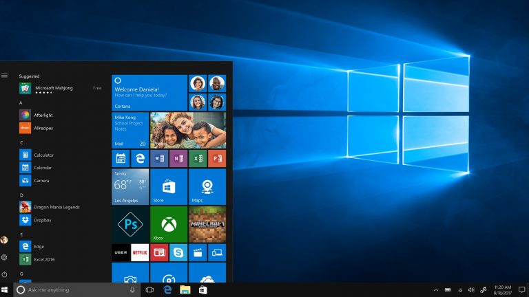Der Startscreen von Windows 10 nach dem Creators Update