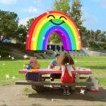 Regenbogen-Objekt aus Lenses im Bild auf Snapchat