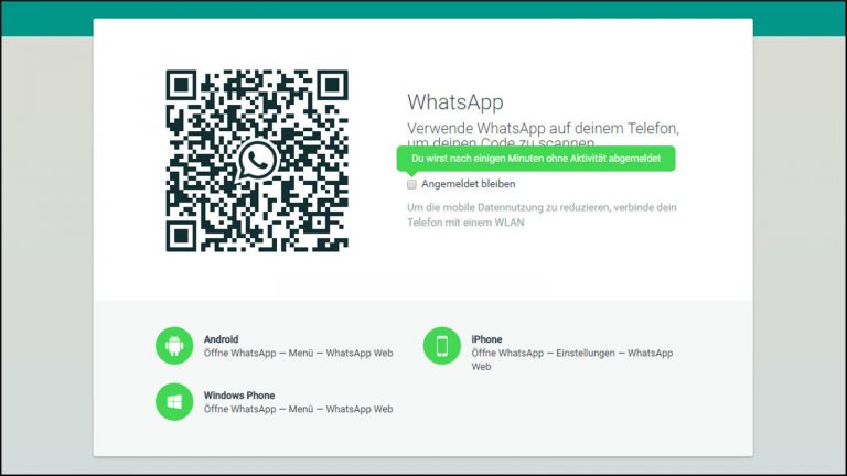 Datenaustausch von Smartphone und Computer via WhatsApp QR-Code