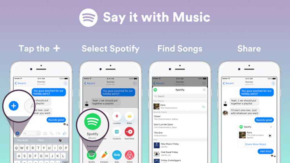 Spotify-Integration über Facebook auf einem Smartphone.