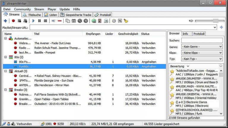 Internetradio aufnehmen streamWriter
