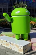 Die Android-Nougat-Statue auf dem Google-Campus in Mountain View
