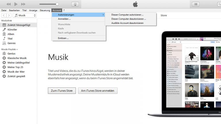 iTunes PC Mac autorisieren 5 PCs