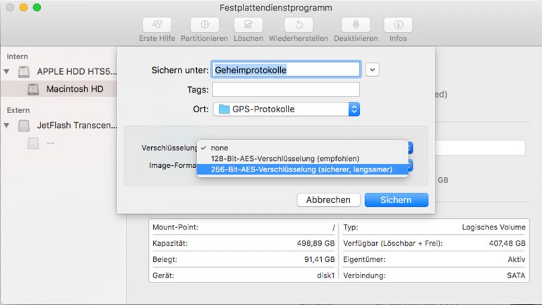 Integrierte Verschlüsselungsfunktion beim macOS