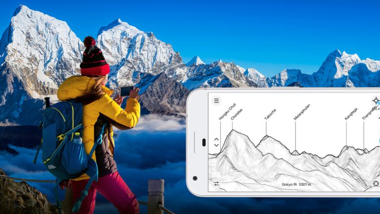 Screenshot PeakFinder App unterwegs Berge erkennen