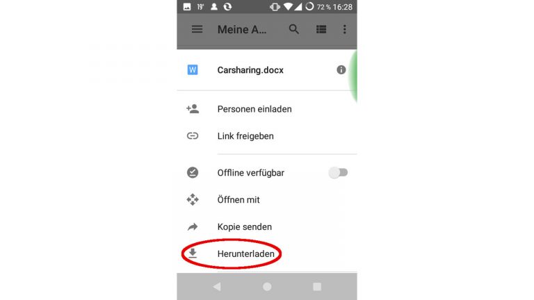 Dateien aus Google Drive auf Android-Smartphone herunterladen