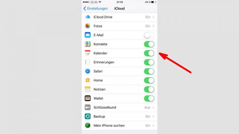iCloud für Kalender-App aktivieren oder deaktivieren