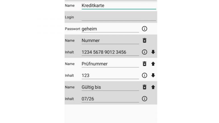 Screenshot von “Passwort Tresor” Passwort-Manager