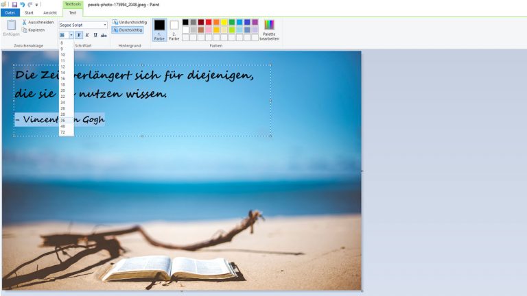 Spruchbilder selber machen mit Microsoft Paint