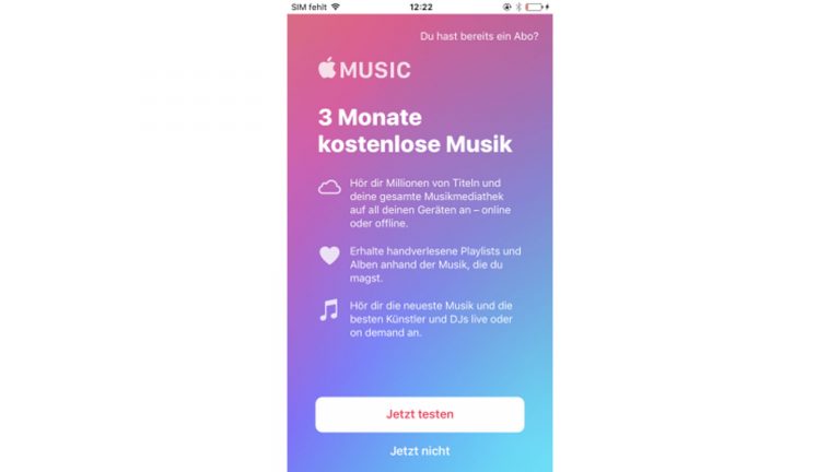 Testphase: Vor dem Abo können Sie Apple Music kostenlos ausprobieren