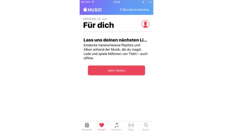 Im Tab “Für dich” gibt es abgestimmte Musikvorschläge