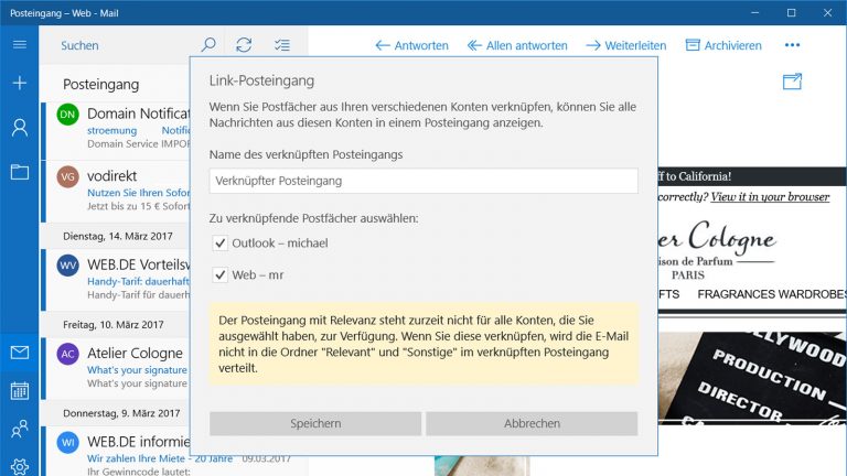 Verschiedene Mailkonten auf Windows 10 verknüpfen