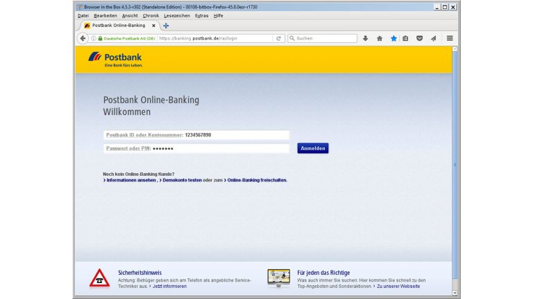 Online Banking mit Bitbox zum Beispiel als Kunder der Postbank