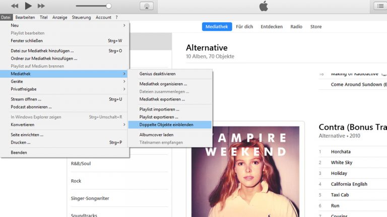 Duplikate anzeigen lassen in iTunes
