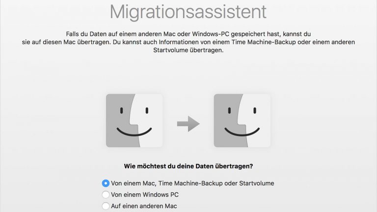 Mit dem Assistenten können auch Daten von einem PC auf den Mac übertragen werden