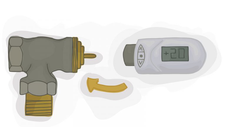 Eine Grafik zeigt wie das smarte Thermostat funktioniert
