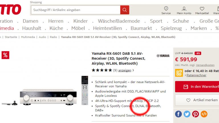 Viele Receiver unterstützen DLNA