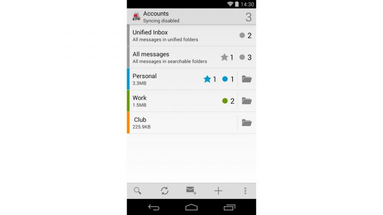 E-Mail App kostenlos K-9-Mail Ansicht der Startseite von “K-9-Mail”