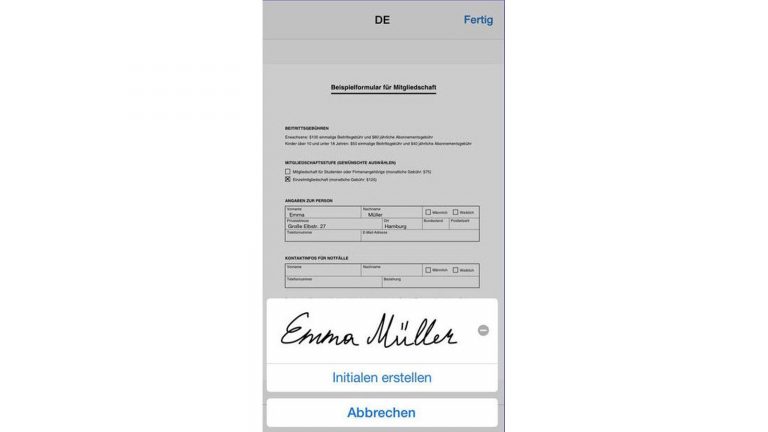 Erstellen einer Signatur mit “Adobe Fill &amp; Sign”